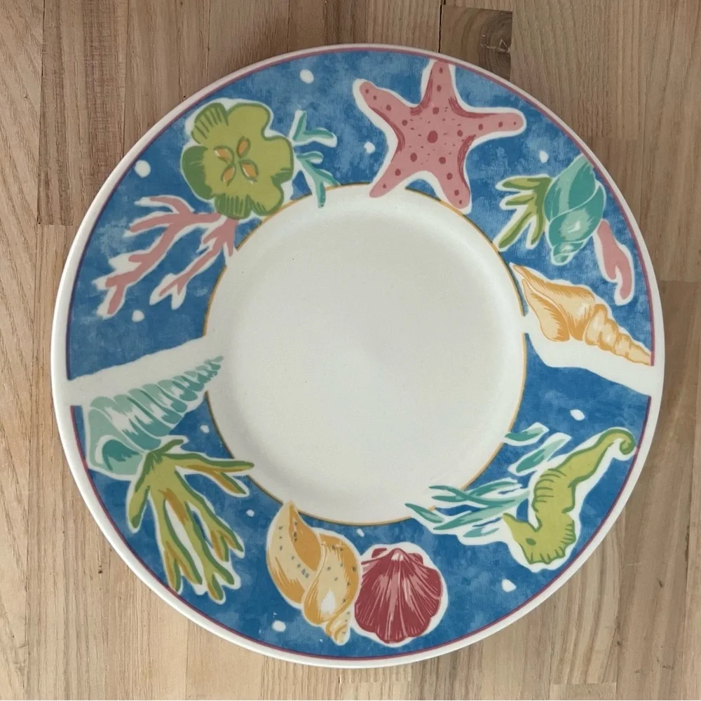 Royal Majestic Stoneware Blue Lagoon 8706 Appetizer Saucer Plates 5 Piece Set